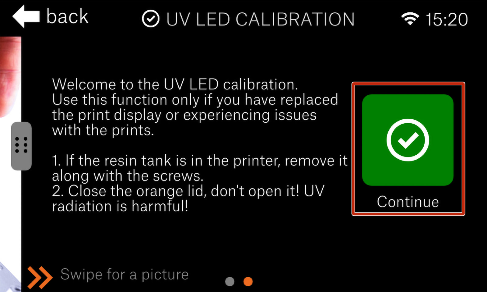 Initiating the calibration process