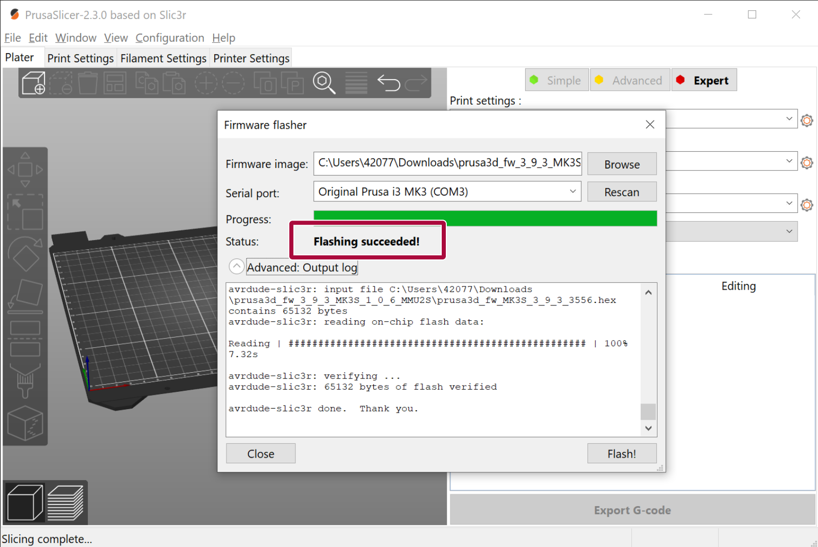 Updating both firmwares using PrusaSlicer