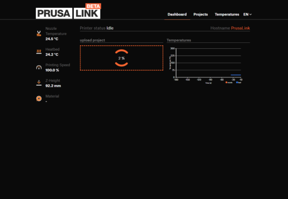 Téléchargement d'un fichier sur PrusaLink