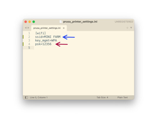 Modificare il file di configurazione (editor di testo)