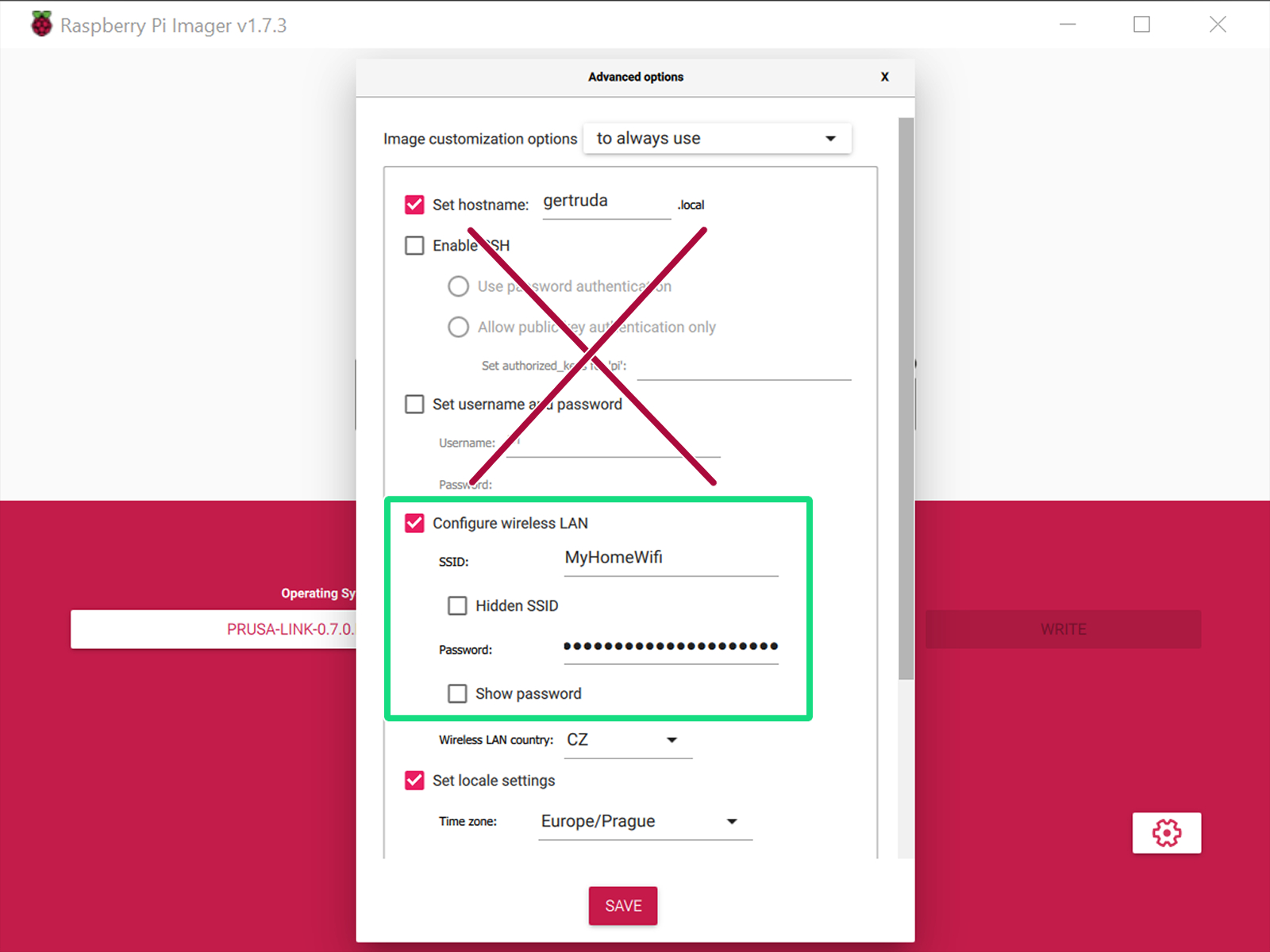 Configuración de la tarjeta SD en Pi Imager 2