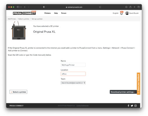 Adding the printer to Prusa Connect (XL firmware up to 4.7.5)