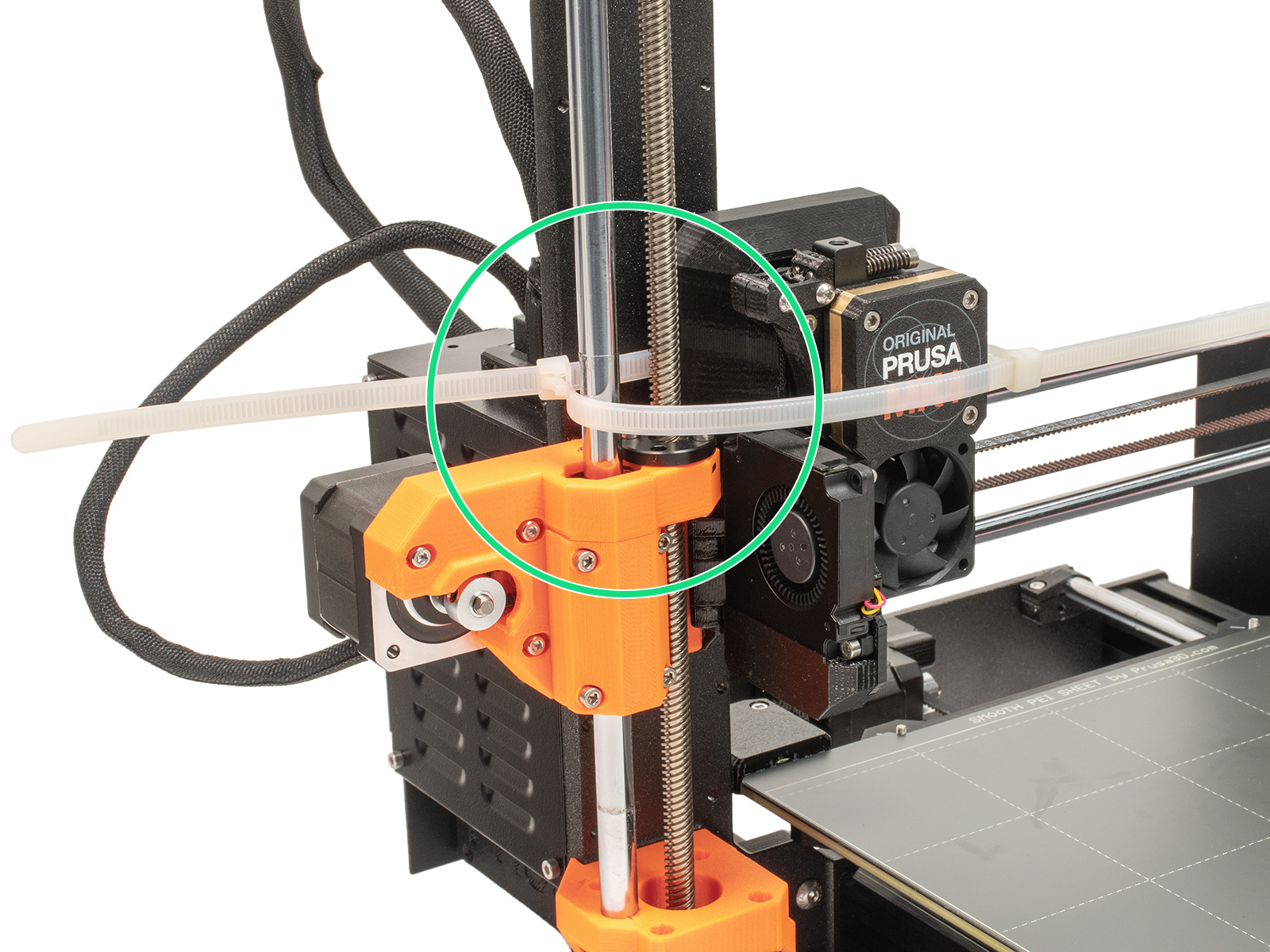 Securing the extruder with zip-ties (Part 1)