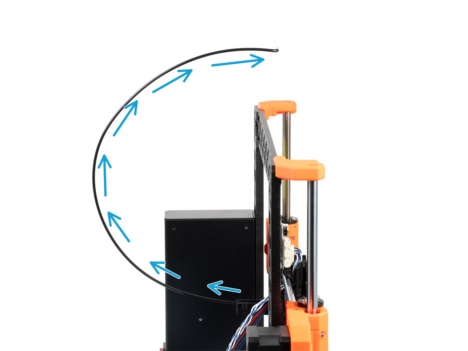 Montaż tylnej pokrywy wózka osi X: montaż filamentu nylonowego
