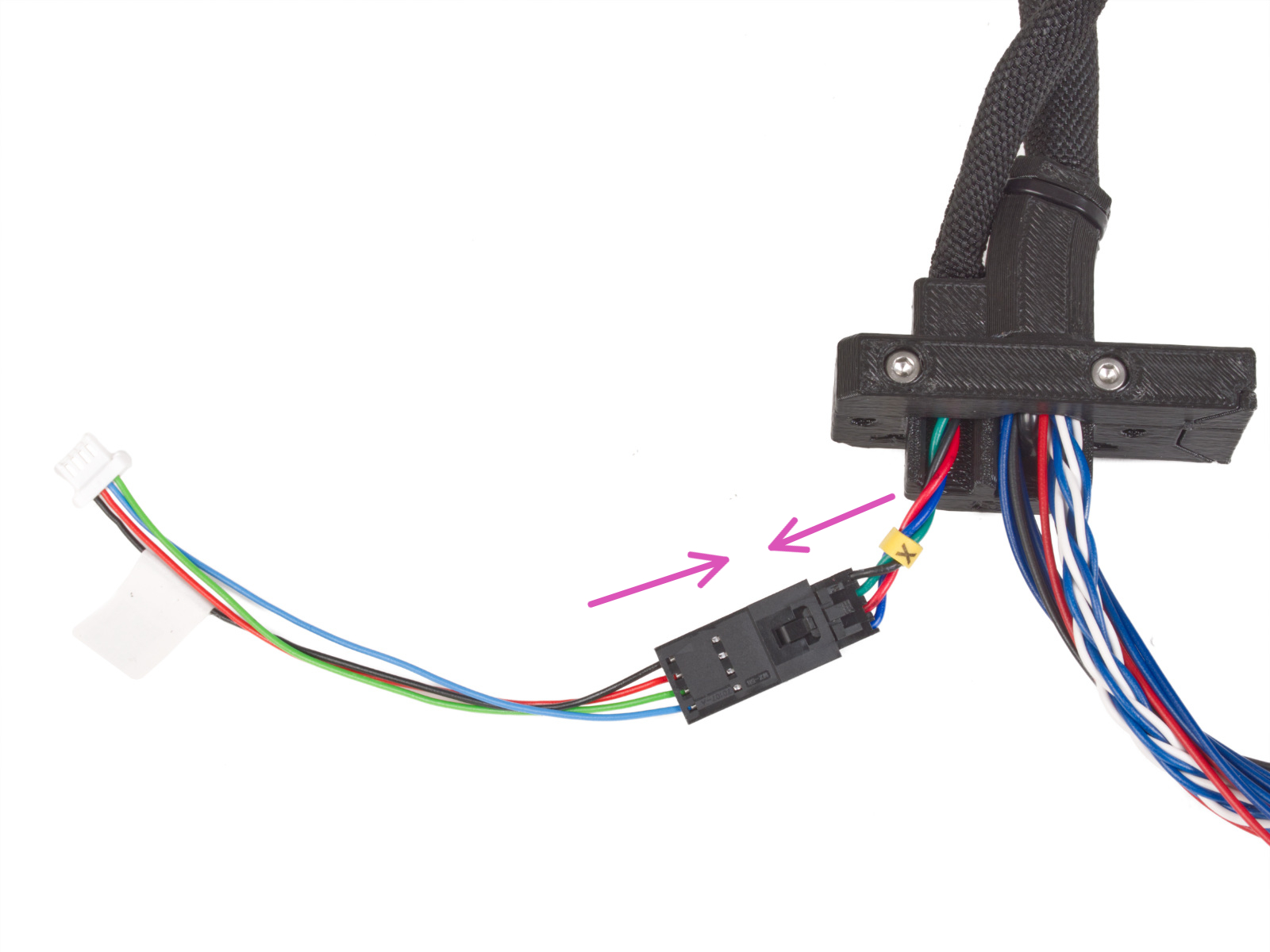 Connecting the X motor cable adapter