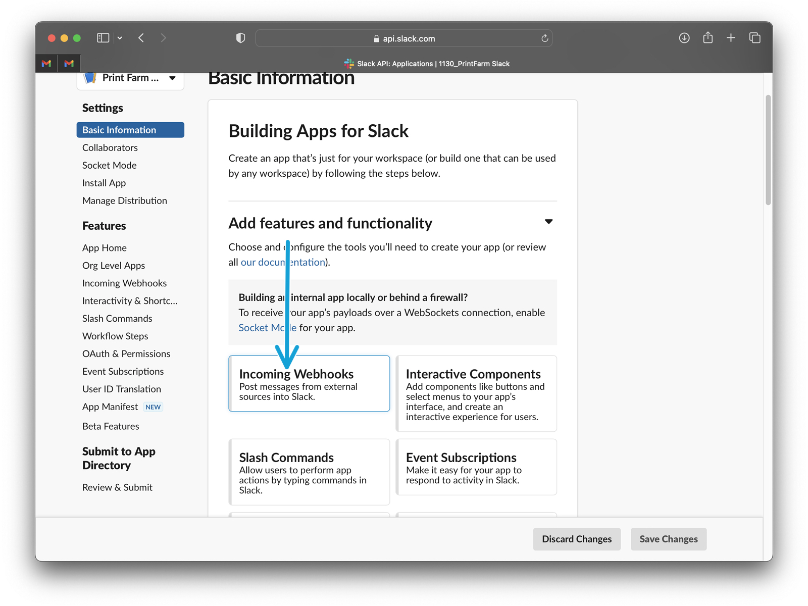 Creating a webhook