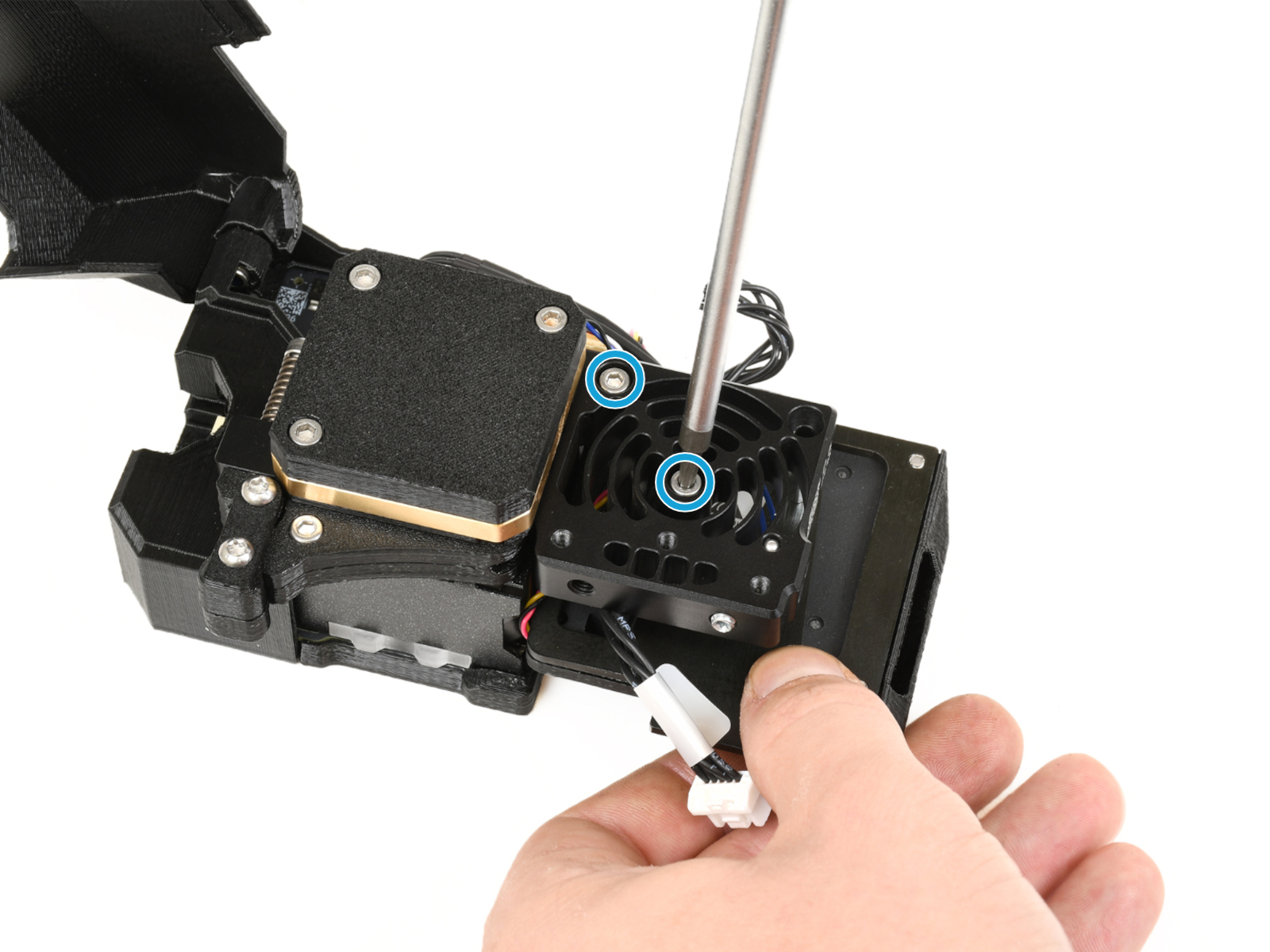 Připojení desky Tool changer &amp; sestavy tiskového ventilátoru.