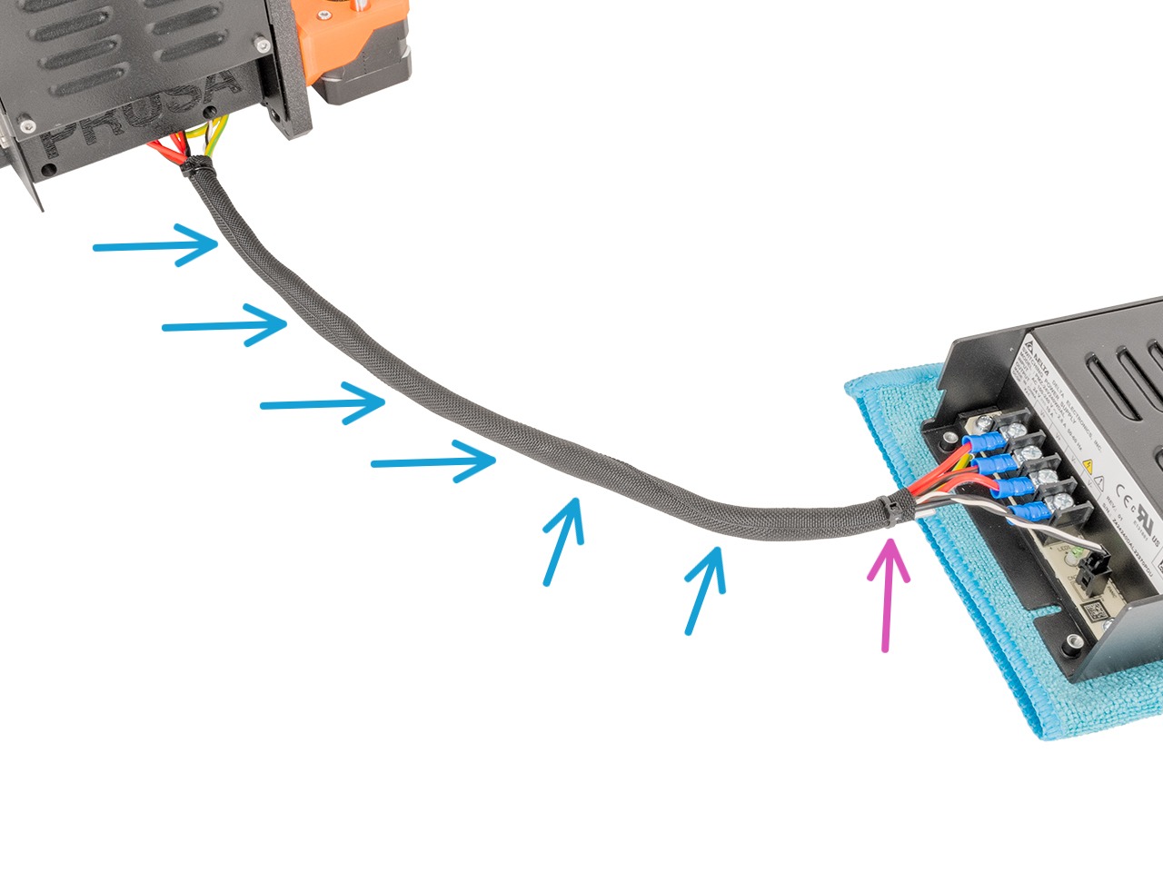 Abdecken der Netzteil-Kabel