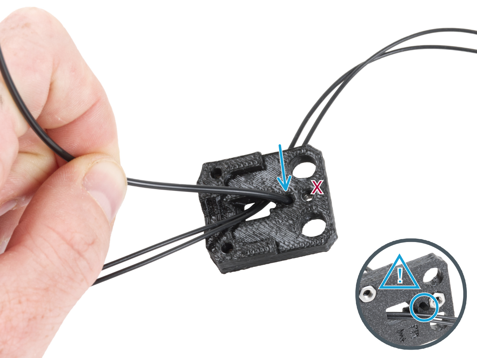 Assembling the heatbed-cable-cover: nylon filament