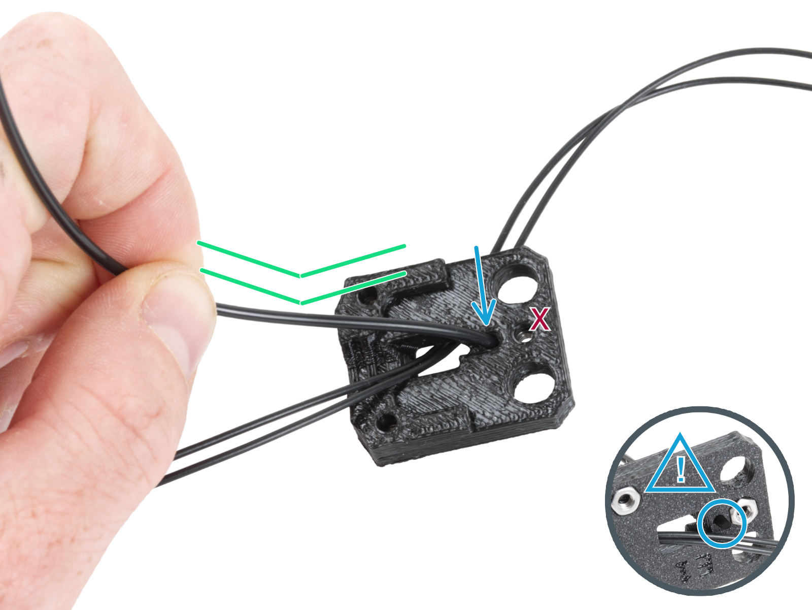 Assembling the heatbed-cable-cover: nylon filament