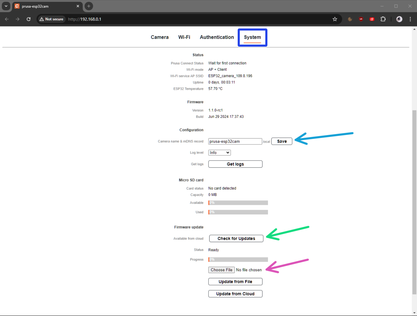 Logiciel de la Cam : éléments facultatifs