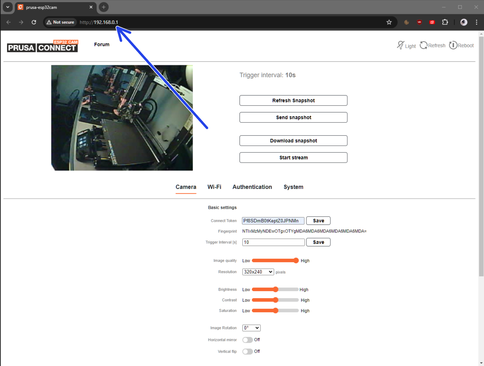 Cam Software: Token setup