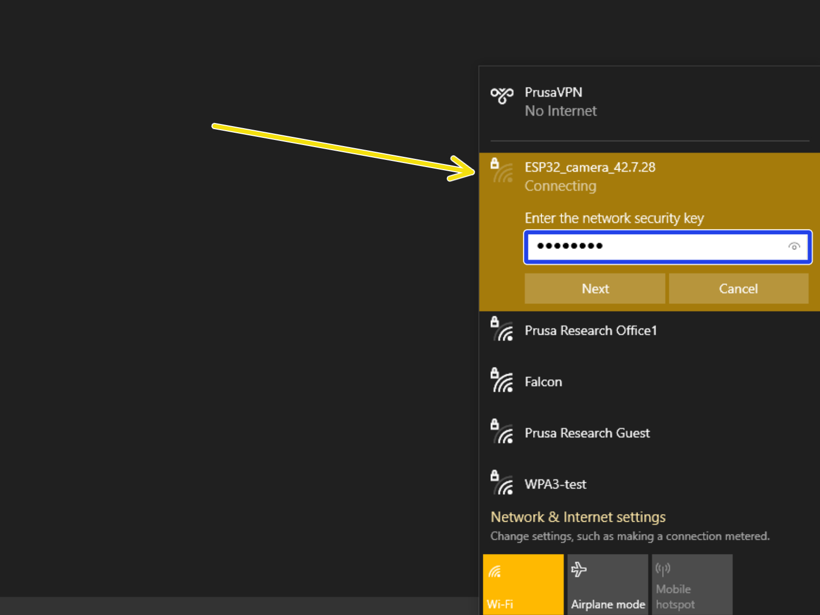 Connecting to Cam Wi-Fi