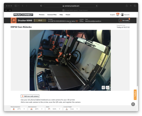 Cam in Prusa Connect