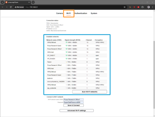 Software Cam: Configurazione Wi-Fi