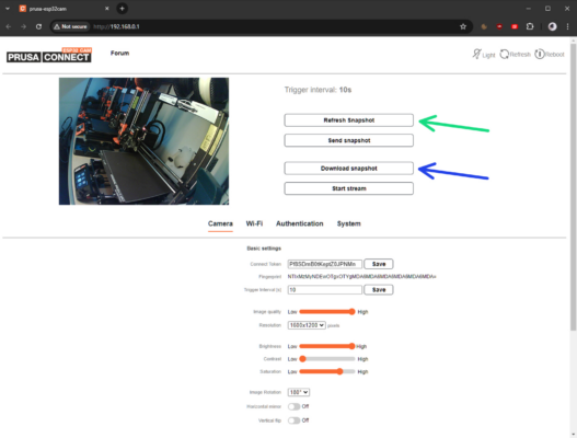 Cam Software: Cam config