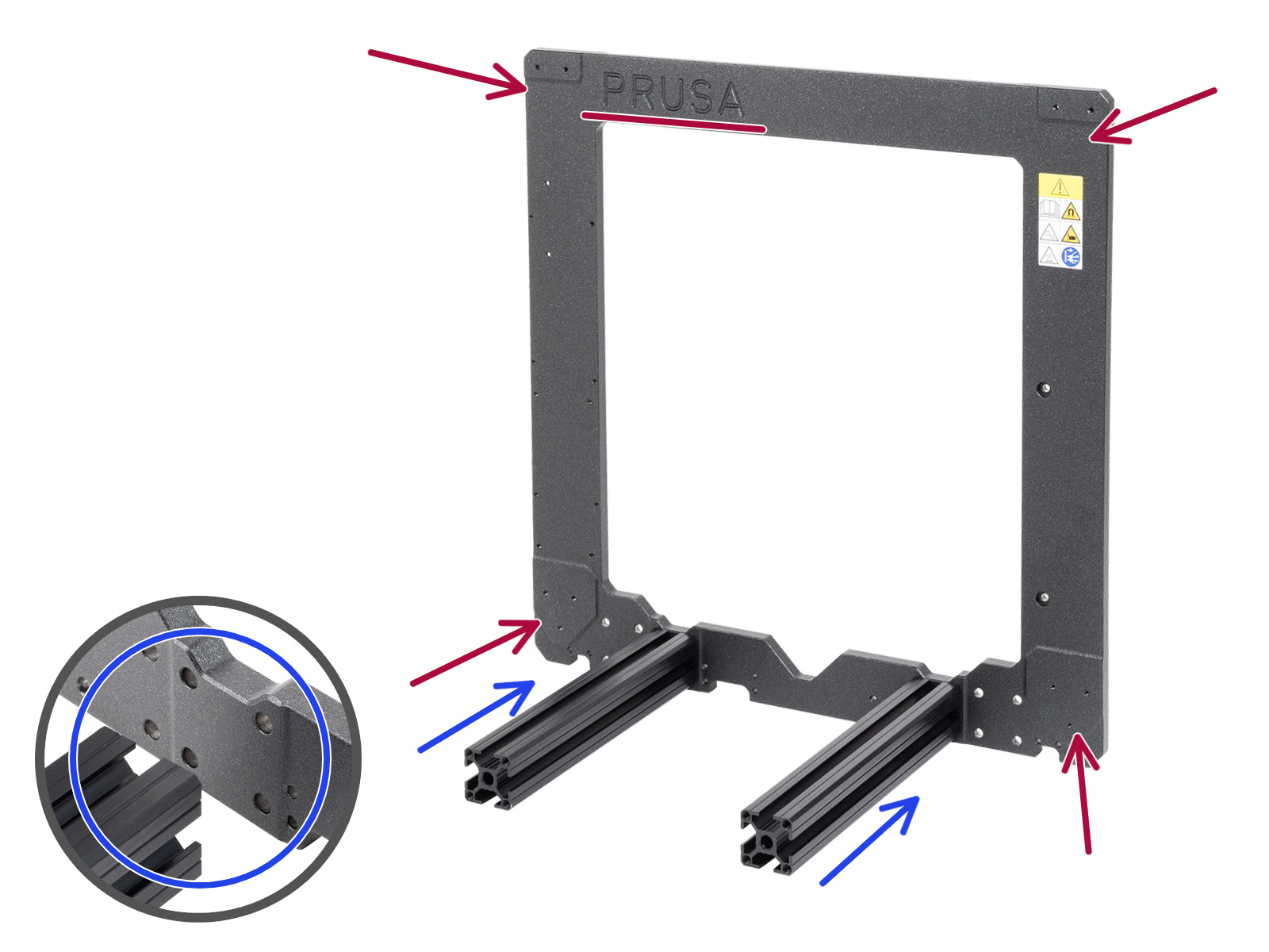 YZ frame: mounting the longer extrusions