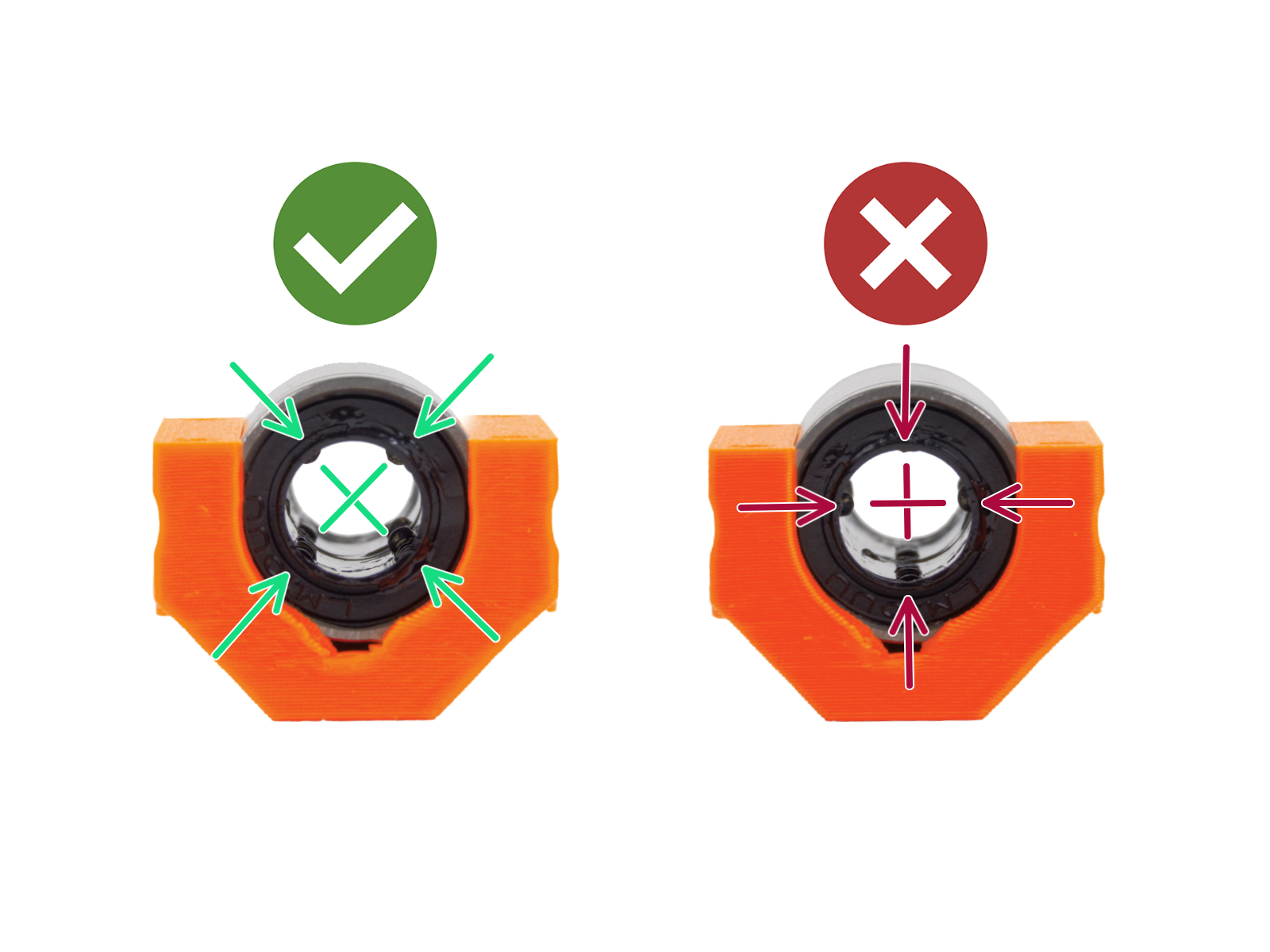 Inserting the bearings: bearing clips