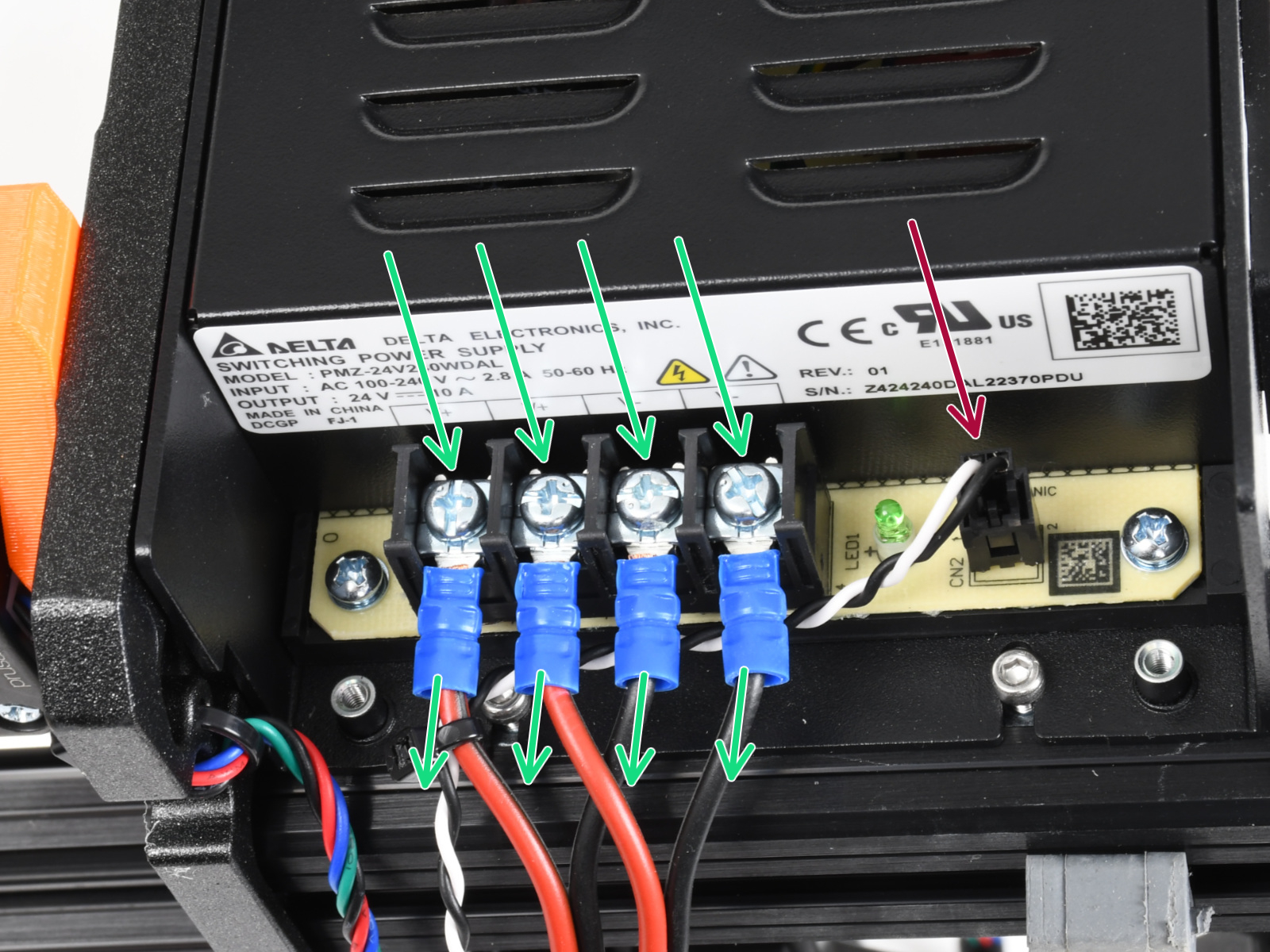 Disconnecting the PSU cables (Black PSU)