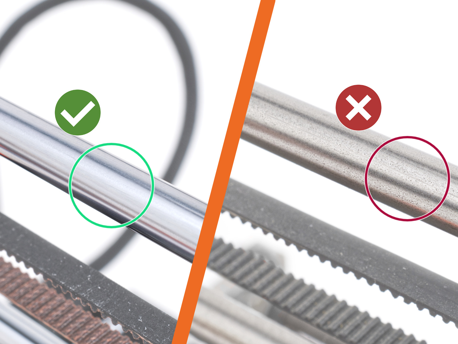 X-axis smooth rods inspection