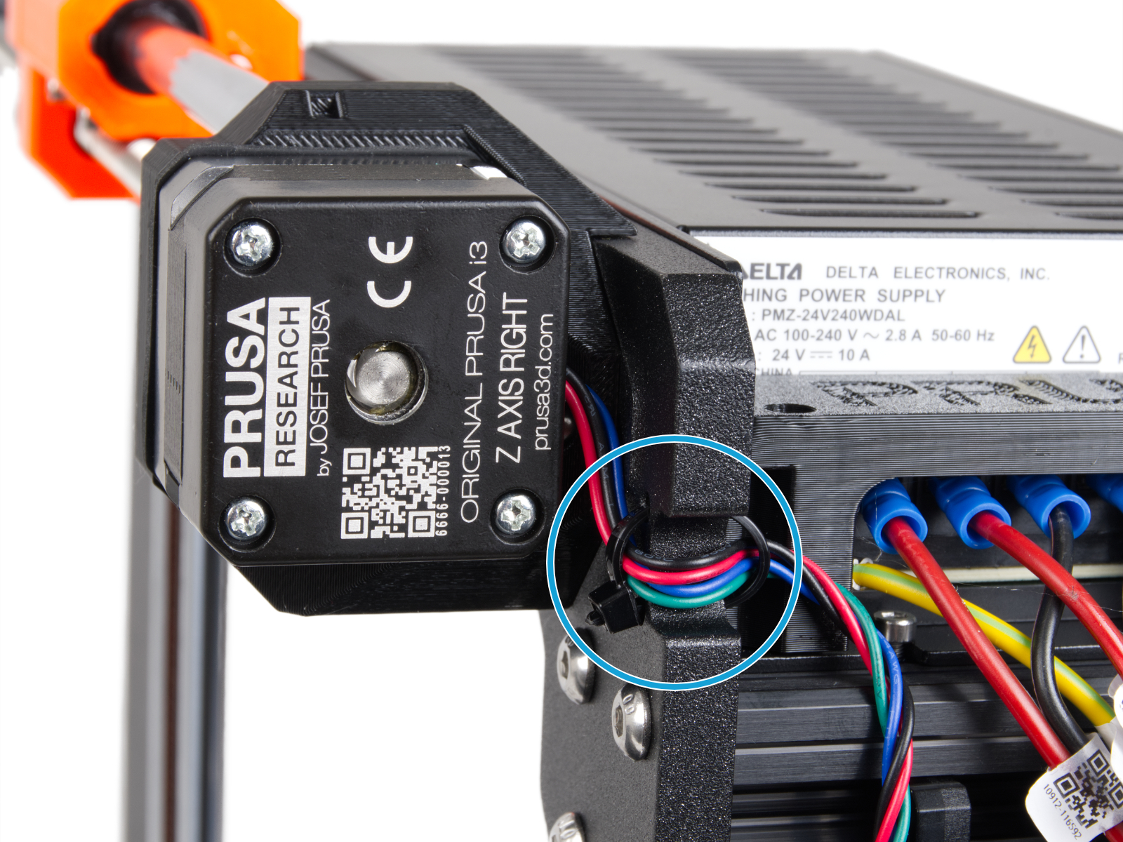 Guiding the Z motor right cable (BLACK PSU)