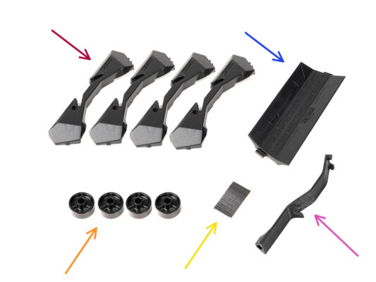 Injection molded holder parts preparation