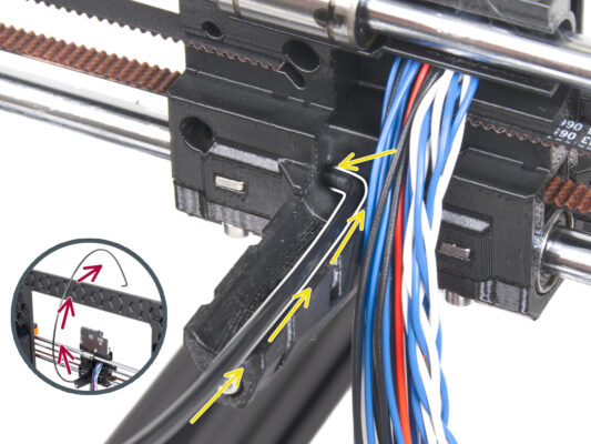 Covering the X-carriage: inserting the nylon filament