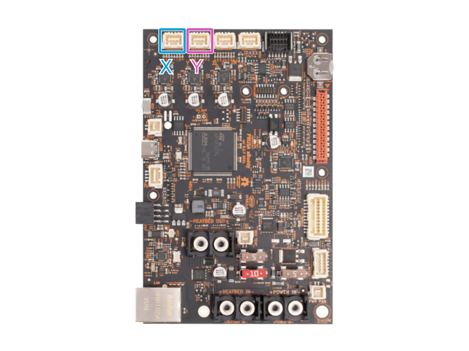 Connecting the X and Y motor cables (SILVER PSU)