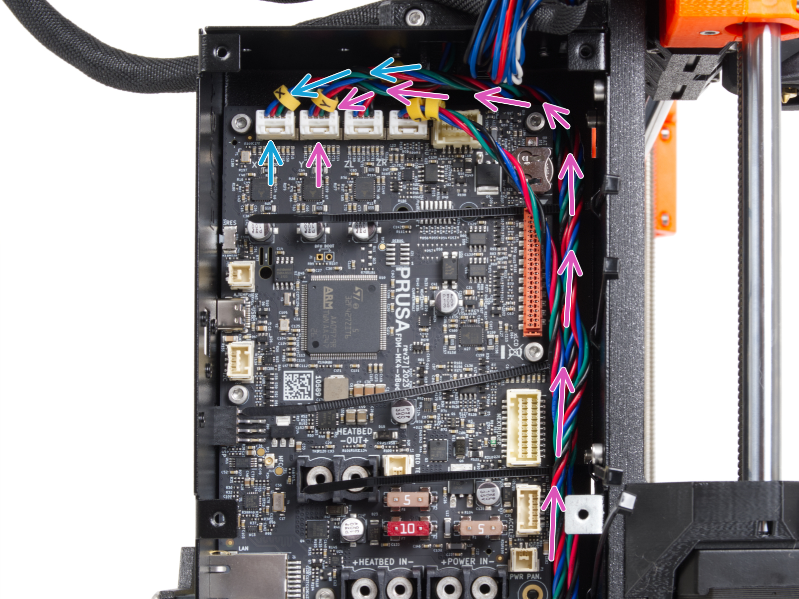 Connecting the X and Y motor cables (BLACK PSU)