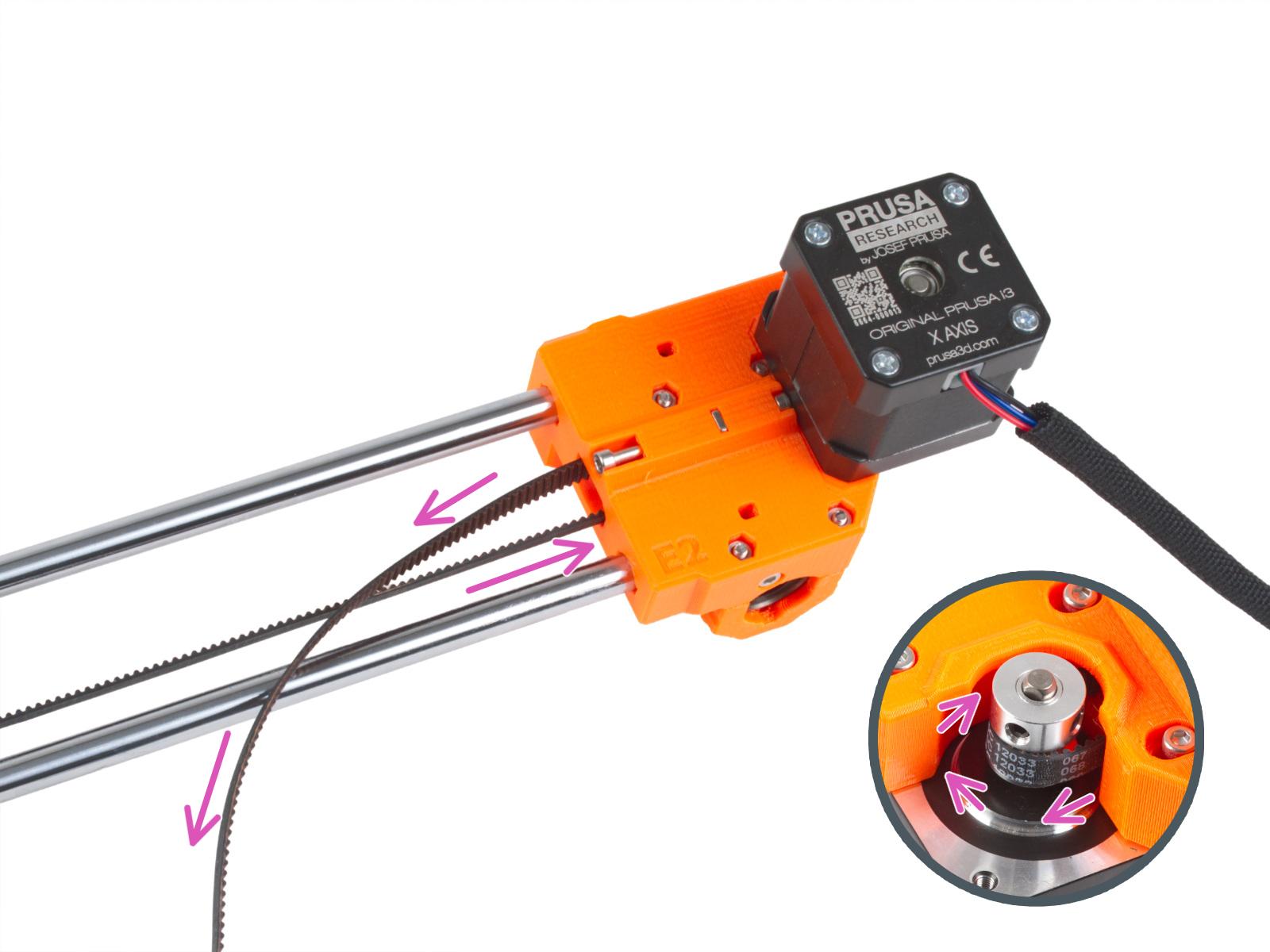 Orientare la cinghia X: X-end-motor